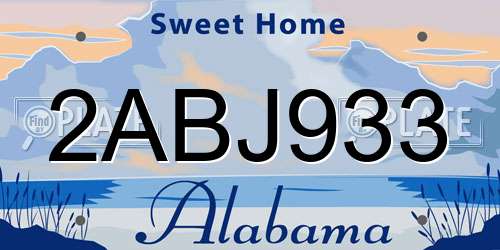 2ABJ933 Alabama License Plate