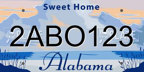 2ABO123 Alabama License Plate