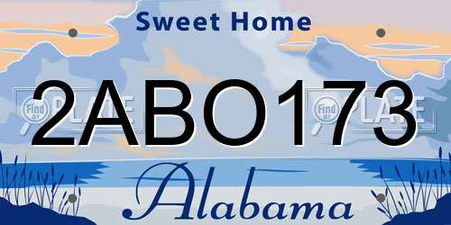 2ABO173 Alabama License Plate