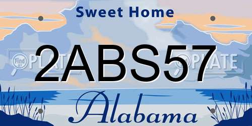 2ABS57 Alabama License Plate