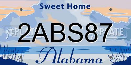 2ABS87 Alabama License Plate