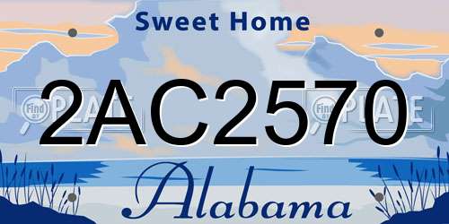2AC2570 Alabama License Plate