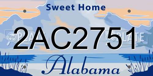 2AC2751 Alabama License Plate