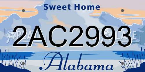 2AC2993 Alabama License Plate