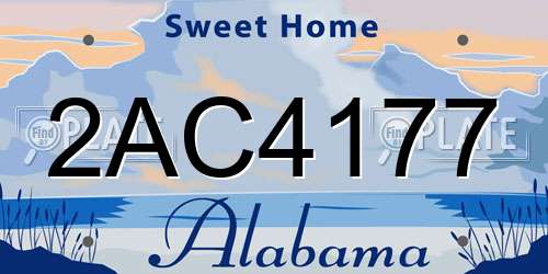 2AC4177 Alabama License Plate