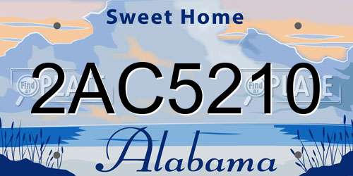 2AC5210 Alabama License Plate