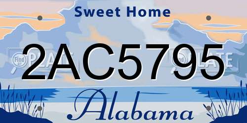 2AC5795 Alabama License Plate