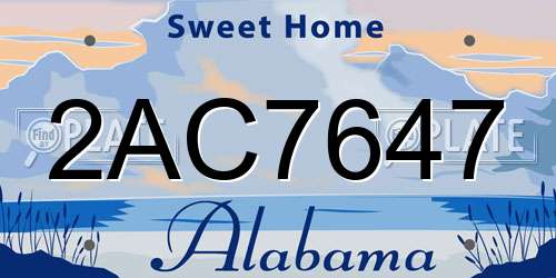 2AC7647 Alabama License Plate