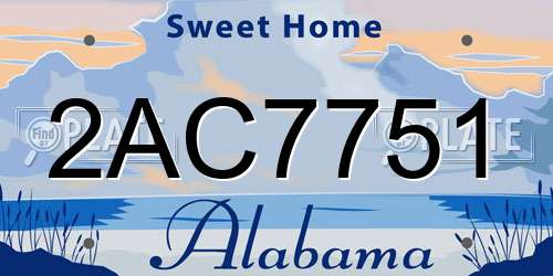 2AC7751 Alabama License Plate
