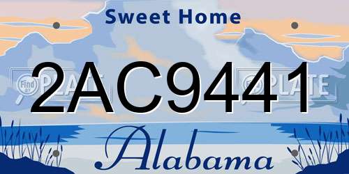 2AC9441 Alabama License Plate
