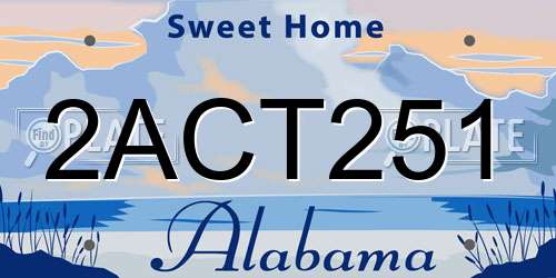 2ACT251 Alabama License Plate