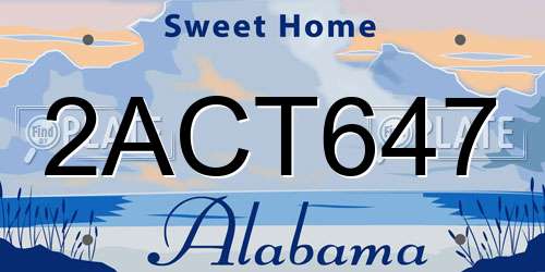 2ACT647 Alabama License Plate