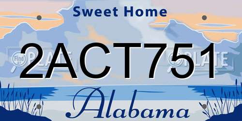 2ACT751 Alabama License Plate