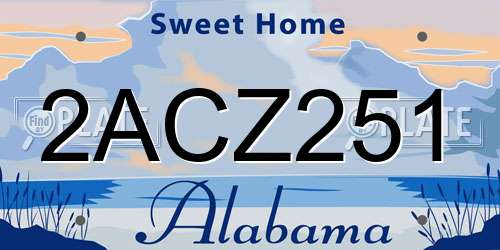 2ACZ251 Alabama License Plate