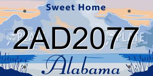 2AD2077 Alabama License Plate