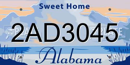 2AD3045 Alabama License Plate