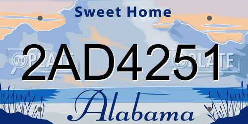 2AD4251 Alabama License Plate