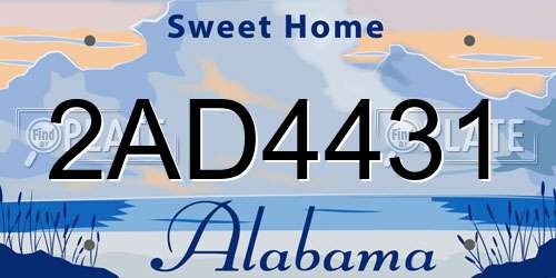 2AD4431 Alabama License Plate
