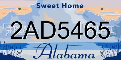 2AD5465 Alabama License Plate