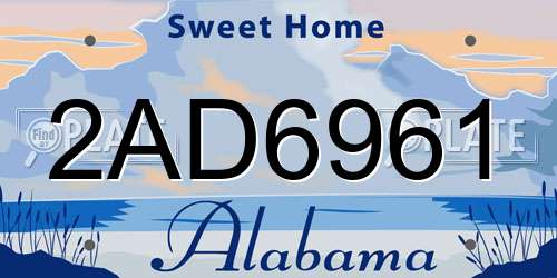 2AD6961 Alabama License Plate