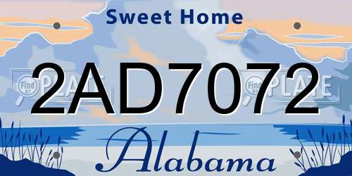 2AD7072 Alabama License Plate