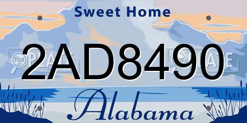 2AD8490 Alabama License Plate