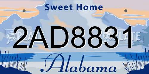 2AD8831 Alabama License Plate