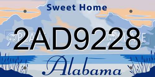 2AD9228 Alabama License Plate