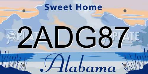 2ADG87 Alabama License Plate
