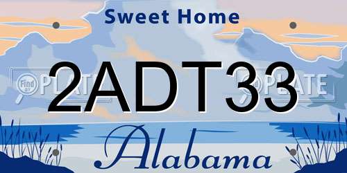 2ADT33 Alabama License Plate