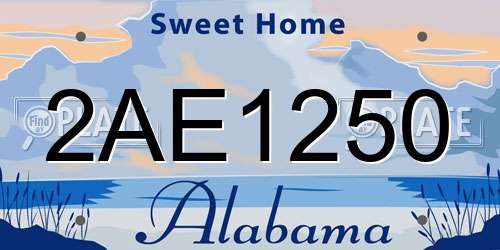 2AE1250 Alabama License Plate