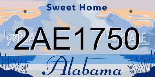 2AE1750 Alabama License Plate
