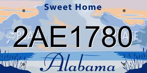 2AE1780 Alabama License Plate