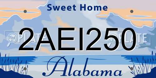 2AEI250 Alabama License Plate