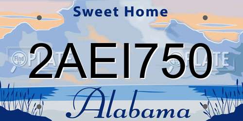 2AEI750 Alabama License Plate