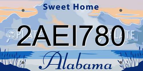 2AEI780 Alabama License Plate