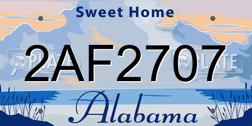 2AF2707 Alabama License Plate