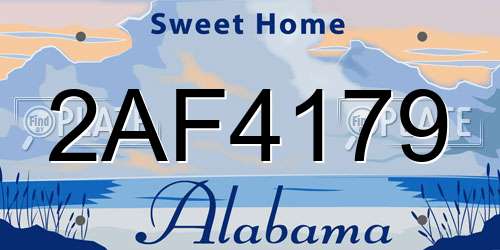 2AF4179 Alabama License Plate
