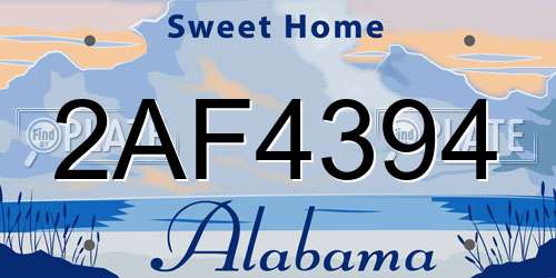 2AF4394 Alabama License Plate