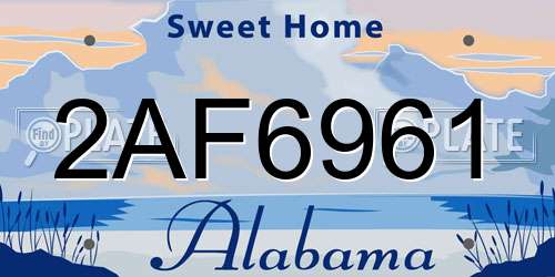 2AF6961 Alabama License Plate
