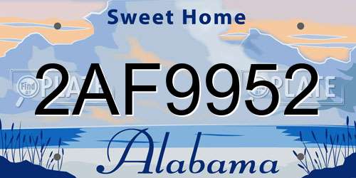 2AF9952 Alabama License Plate