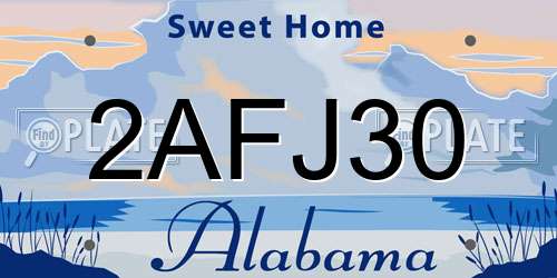 2AFJ30 Alabama License Plate