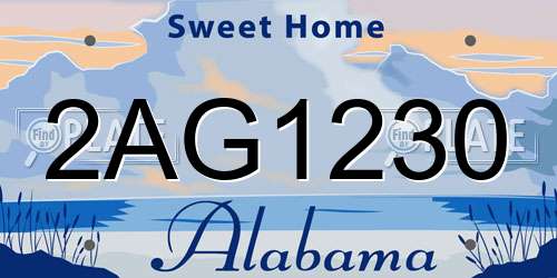 2AG1230 Alabama License Plate