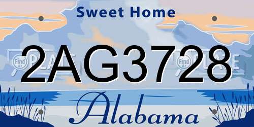 2AG3728 Alabama License Plate