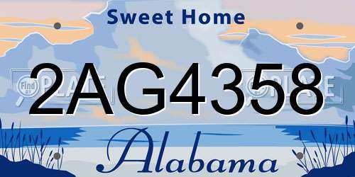 2AG4358 Alabama License Plate