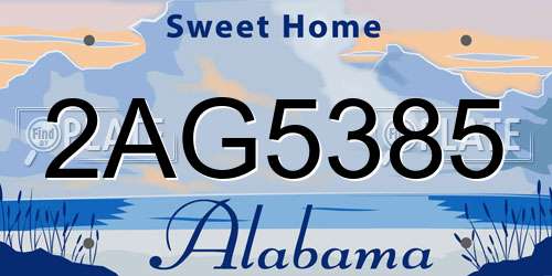 2AG5385 Alabama License Plate
