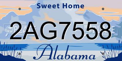 2AG7558 Alabama License Plate