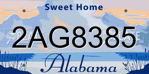 2AG8385 Alabama License Plate