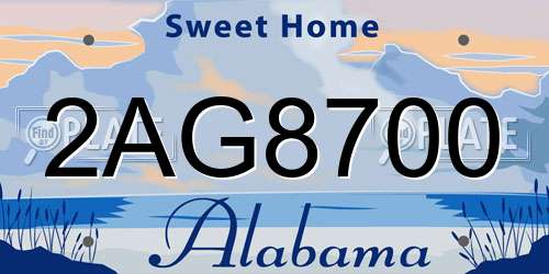 2AG8700 Alabama License Plate