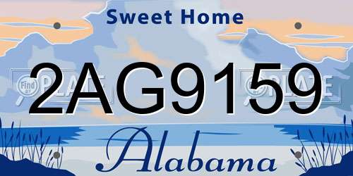 2AG9159 Alabama License Plate